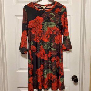 NWOT Appleseed's Women's Rose Floral Dress with Bell Sleeves - Petite Medium